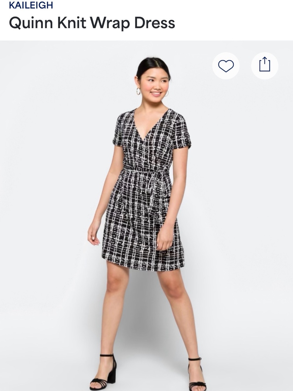 Kaileigh Black & White Quinn Knit Wrap Mini Dress